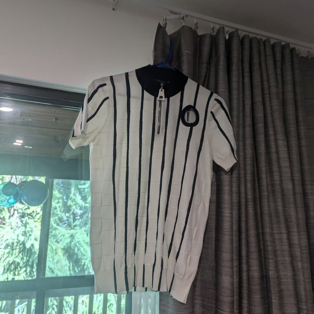 NWT Louis Vuitton silk knit striped zip-up top- size medium